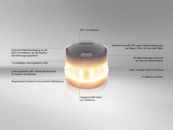 OSRAM LEDguardian® ROAD FLARE Signal V16 IoT DGT 3.0 Warnlicht Orange - LEDSL105