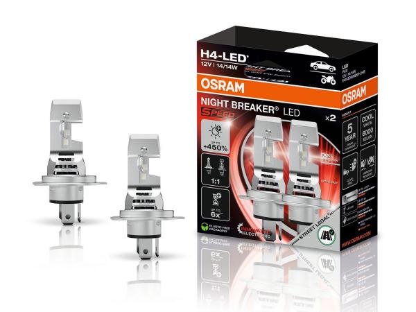 OSRAM Night Breaker H4 LED SPEED +450% Abblendlicht + Fernlicht - 64193DWNBSP-​2HB