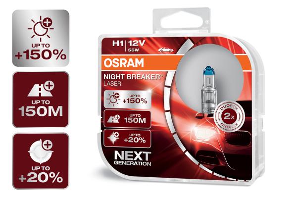 OSRAM Night Breaker LASER (Next Generation 2018) +150% H1 Lampen DuoBox