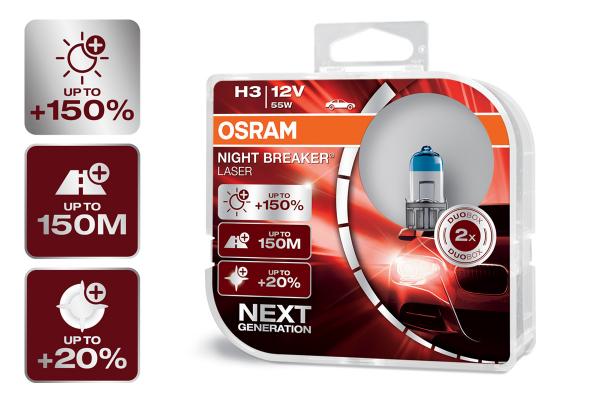 OSRAM Night Breaker LASER (Next Generation 2018) +150% H3 Lampen DuoBox