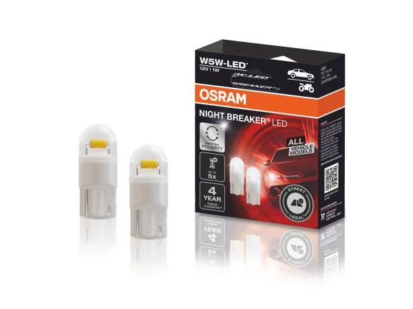 OSRAM Night Breaker LED W5W Standlicht 12V Zugelassen mit E-Prüfzeichen - 2825DWNB-2HB