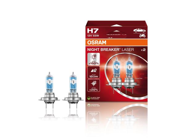 OSRAM Night Breaker Laser H7 12V 55W +150% Halogen Leuchten Lampen DuoBox 64210NL-2HB