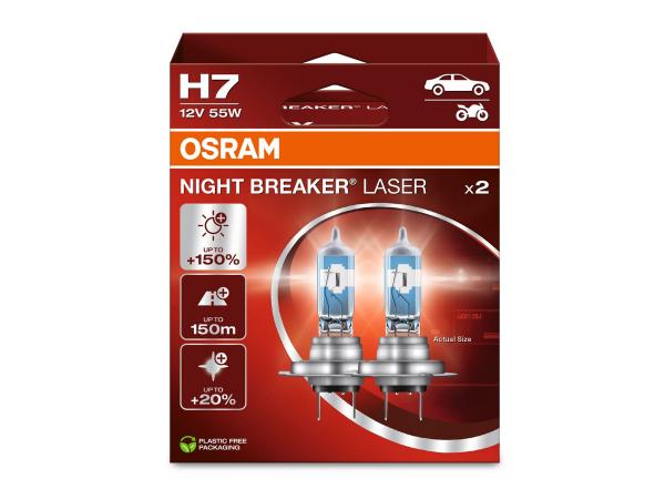 OSRAM Night Breaker Laser H7 12V 55W +150% Halogen Leuchten Lampen DuoBox 64210NL-2HB