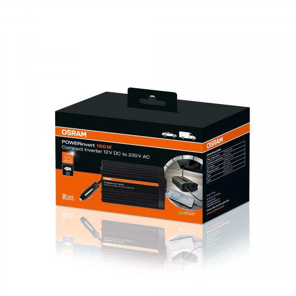 OSRAM POWERinvert 150W Spannungswandler 12V auf 230V USB-A Inverter - OTI150