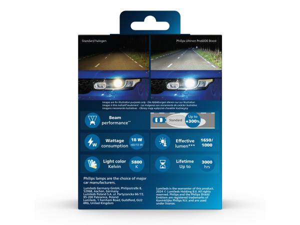 Preview: Philips Boost +300% GEN2 H4 LED Abblendlicht für VW Kurierwagen 1969-1980