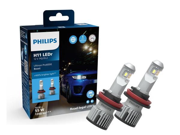 Philips Ultinon Pro6000 Boost H11 LED +400% 18W ECE R37 Zulassung - 11362U60BX2