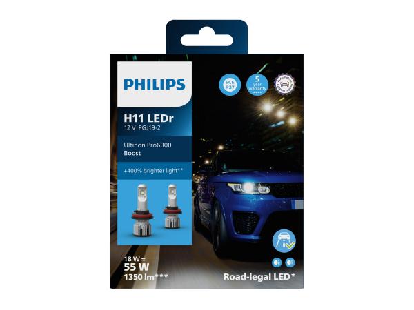 Philips Ultinon Pro6000 Boost H11 LED +400% 18W ECE R37 Zulassung - 11362U60BX2