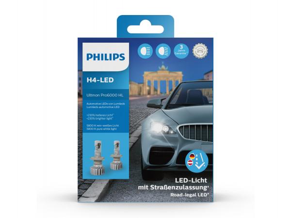 Philips Ultinon Pro6000 H4 LED für Opel Viva ab 2015 mit Straßenzulassung