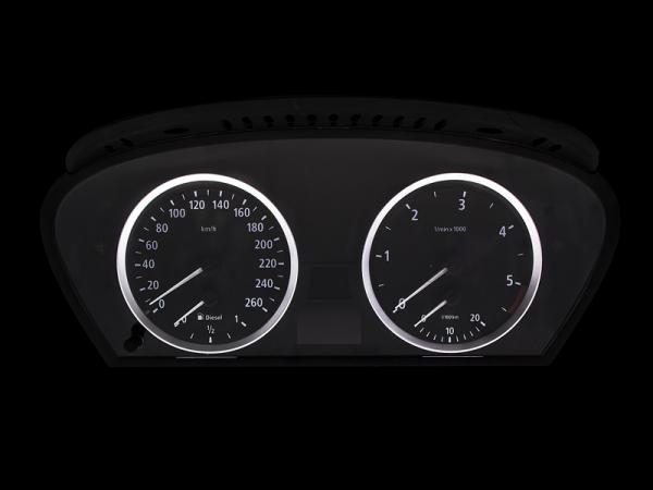 Preview: Sport-Look Tachoringe Silber Matt für BMW 5er E60 E61 Clipsen