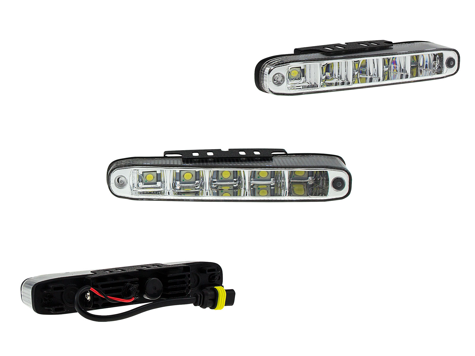 Lescars 5 Watt LED Tagfahrlicht Wei/ß 6000K abgeschr/ägt inkl Relais E-Pr/üfzeichen