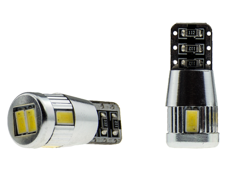 2x 6 SMD 5630 LED Leuchtmittel W5W T10 Can-Bus Weiß Silber
