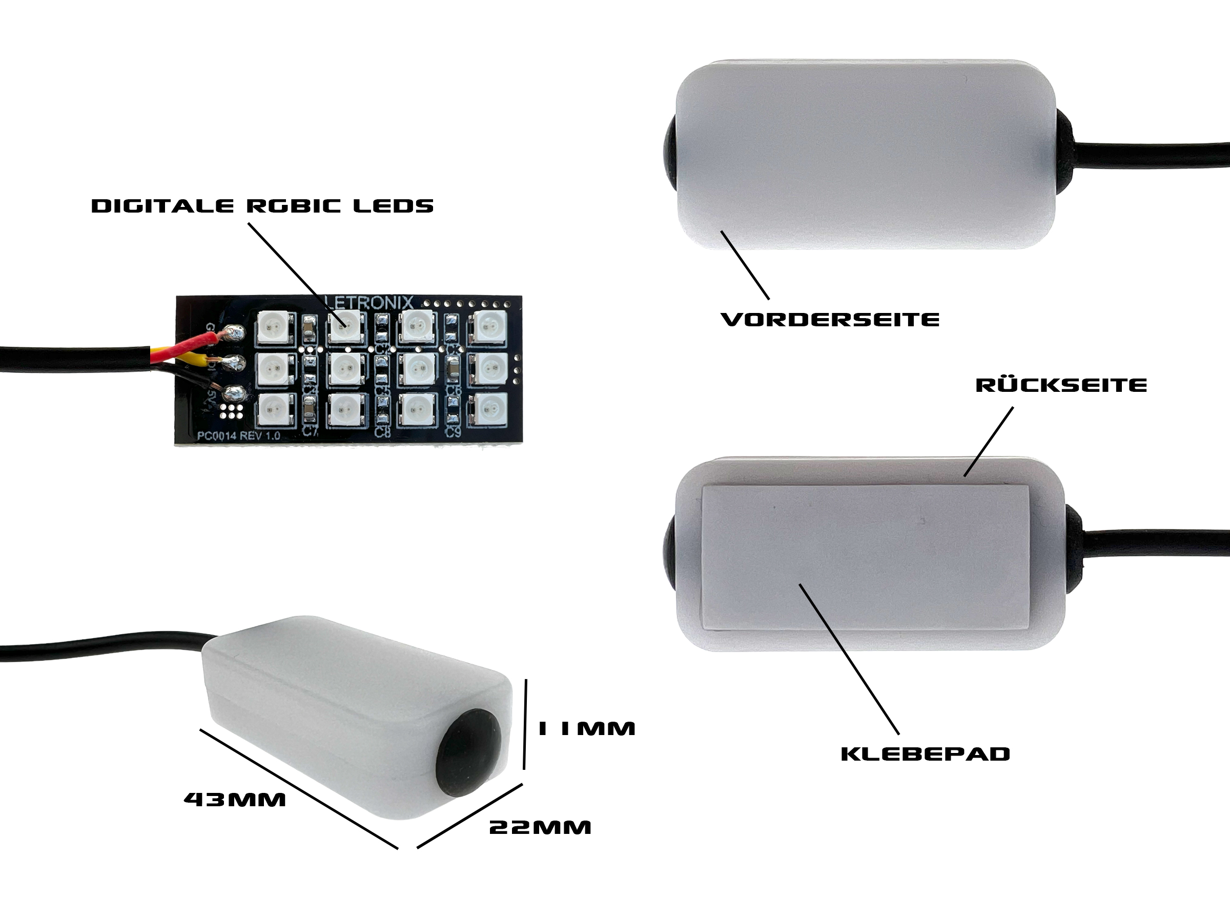 Erweiterungsset Fußraumbeleuchtung 4x LED-Module für RGBIC-Serie Full LED  Ambientebeleuchtung