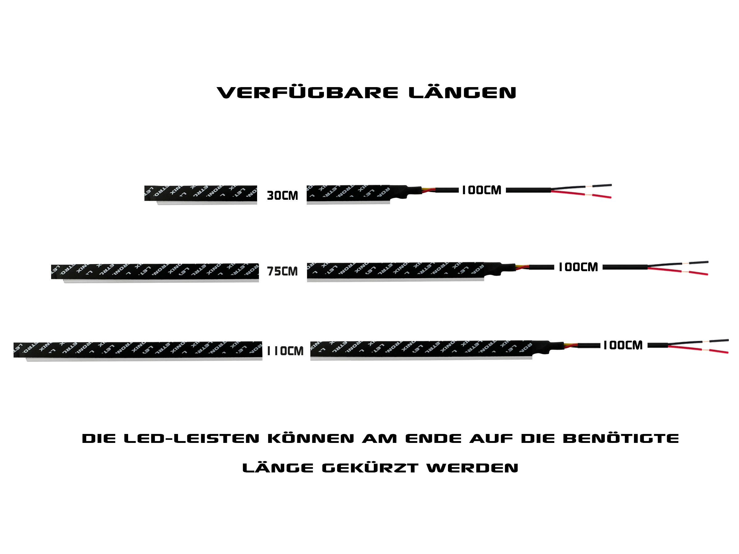 LETRONIX 110cm Full LED Leiste Einfarbig 12V Ambientebeleuchtung