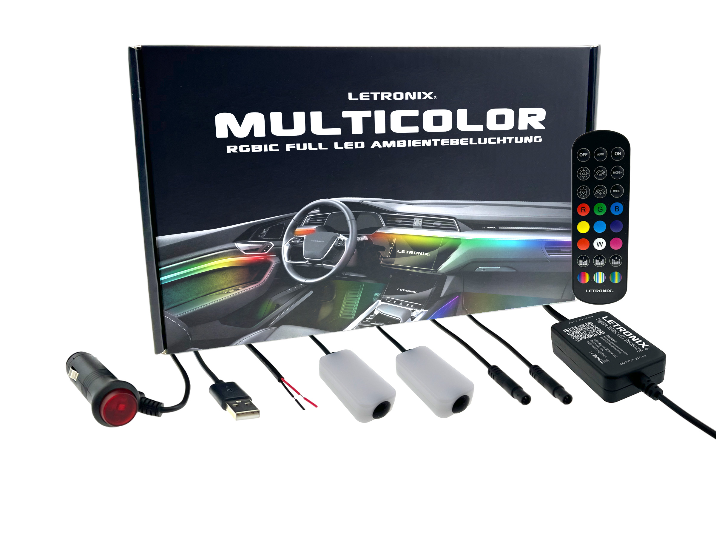 LETRONIX RGB Full LED Rainbow Fußraumbeleuchtung 2er Set 2x RGBIC