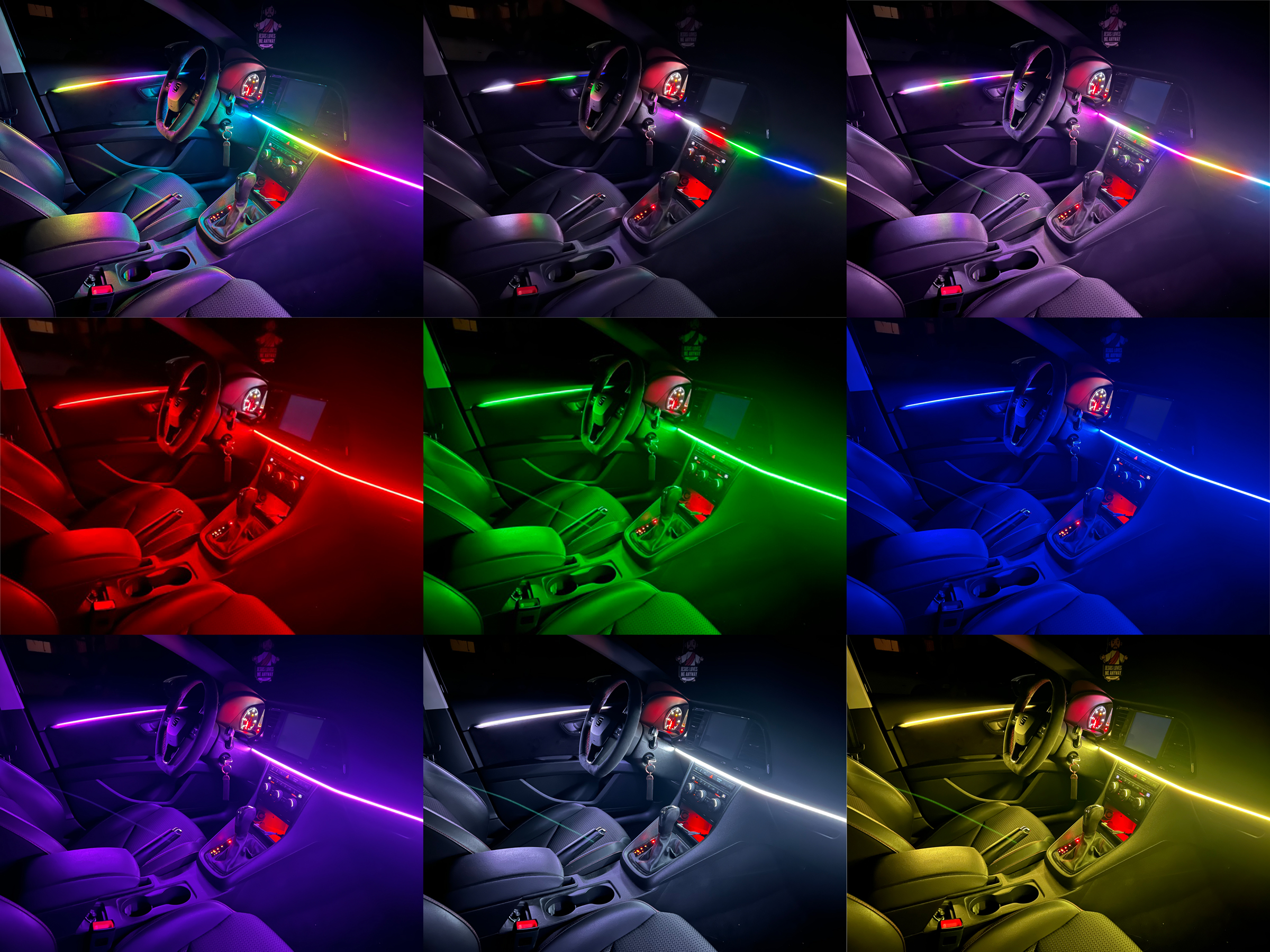LETRONIX RGB Full LED Rainbow 25cm LED -Leisten Fußraumbeleuchtung Set 4er RGBIC