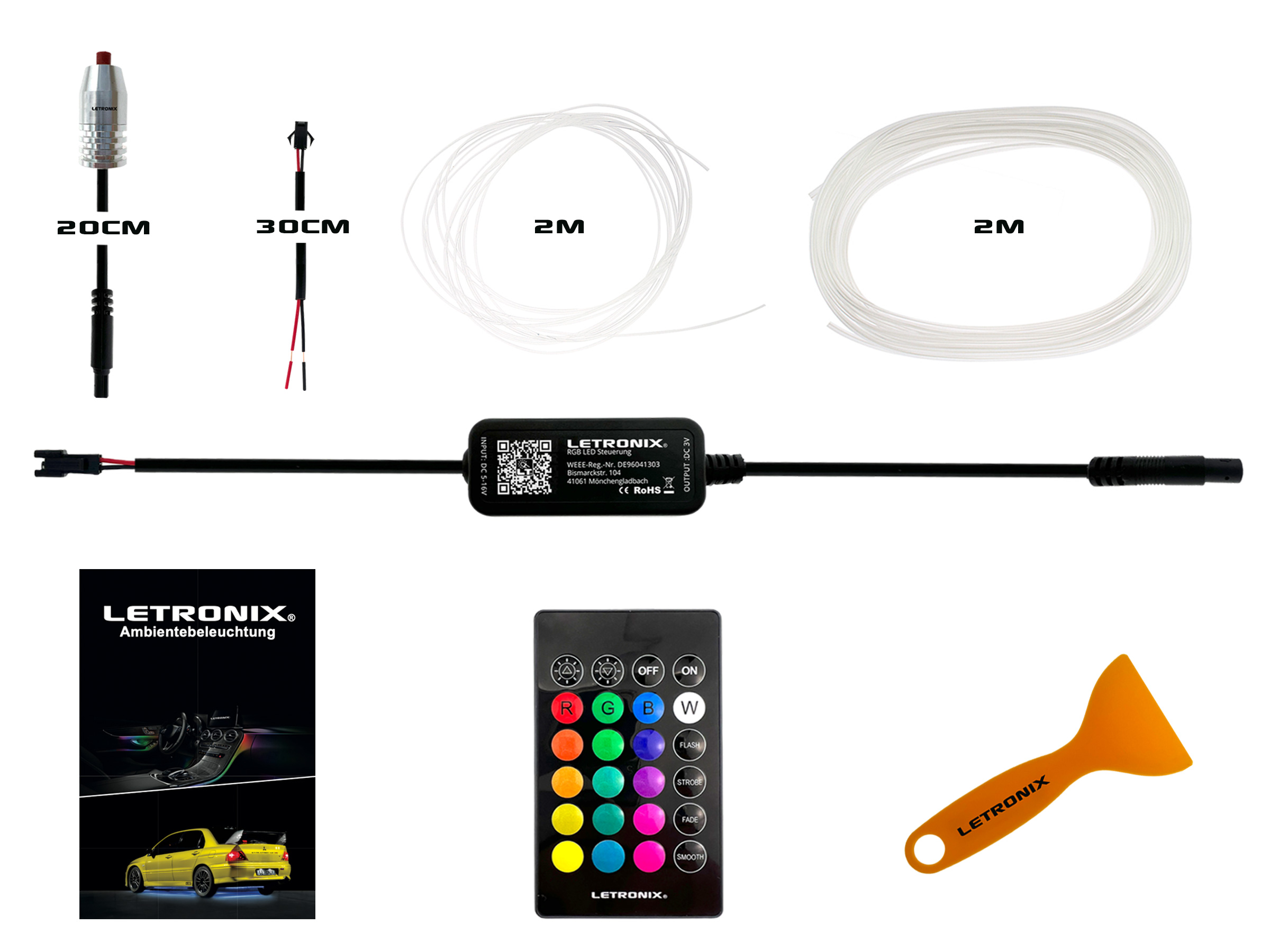 LETRONIX RGB LED Ambientebeleuchtung Connect mit Bluetooth App Steuerung