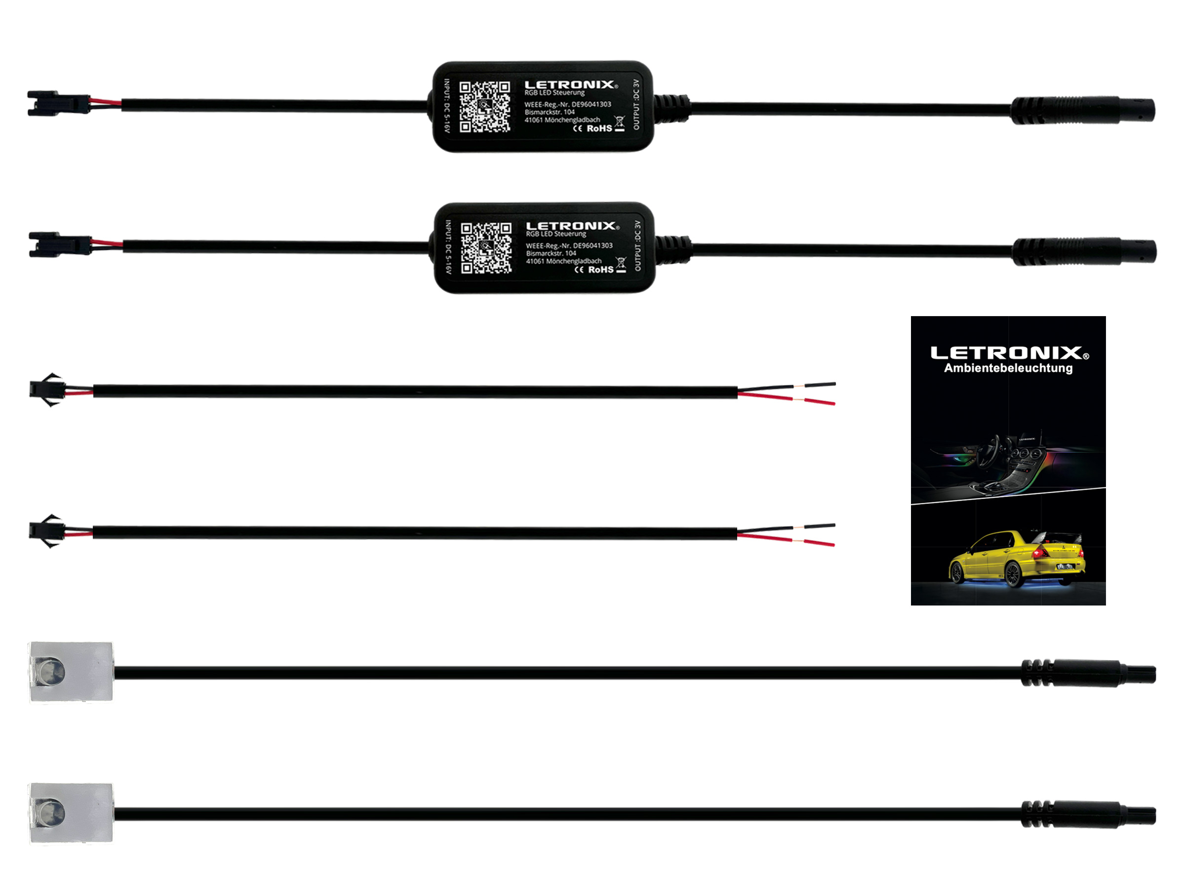 LETRONIX RGB LED Griffmulde Türgriffbeleuchtung 2er Set für LED  Ambientebeleuchtung