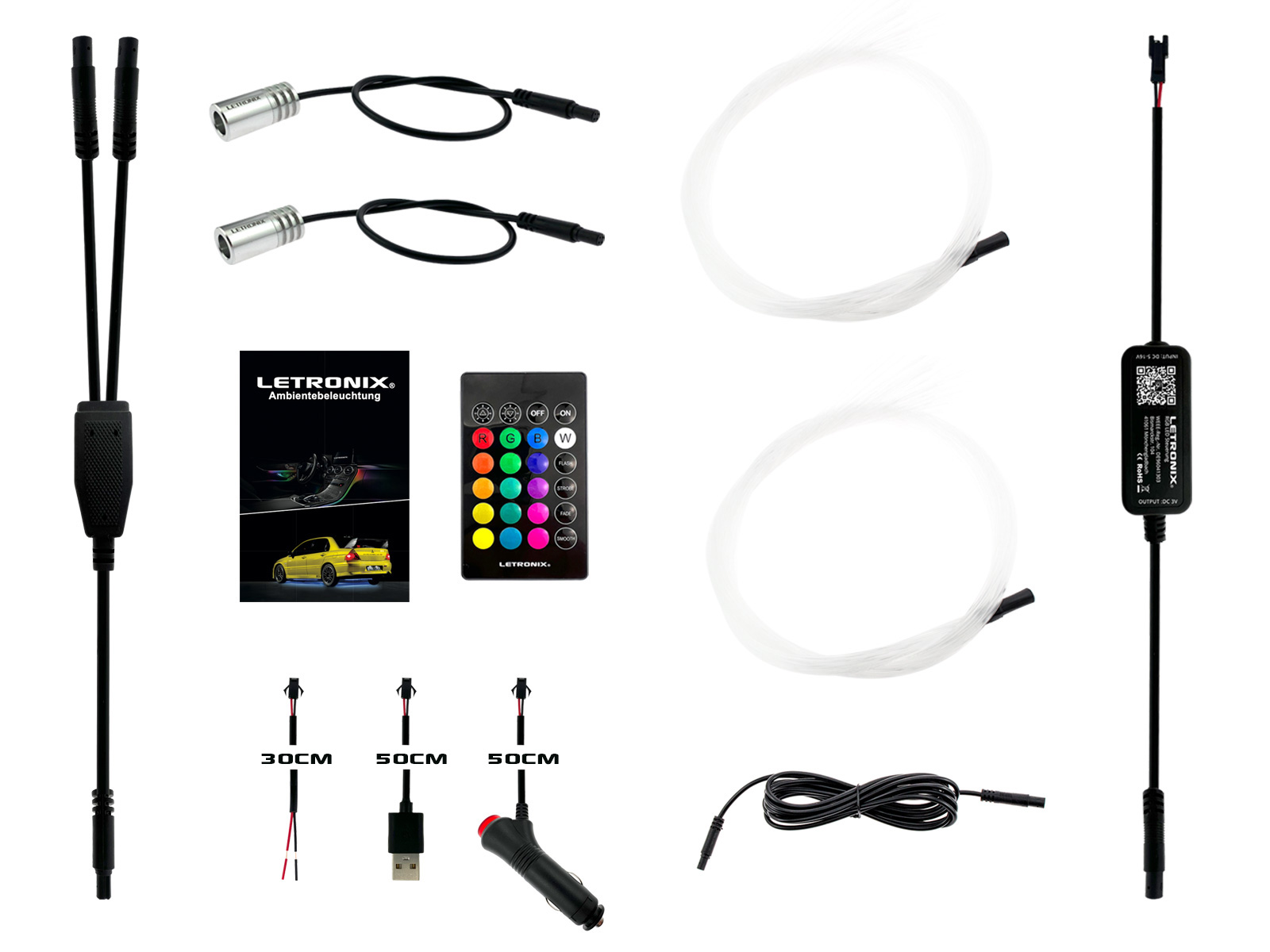 LETRONIX RGB LED Sternenhimmel 2er Set mit 110 Sternen/Fasern und