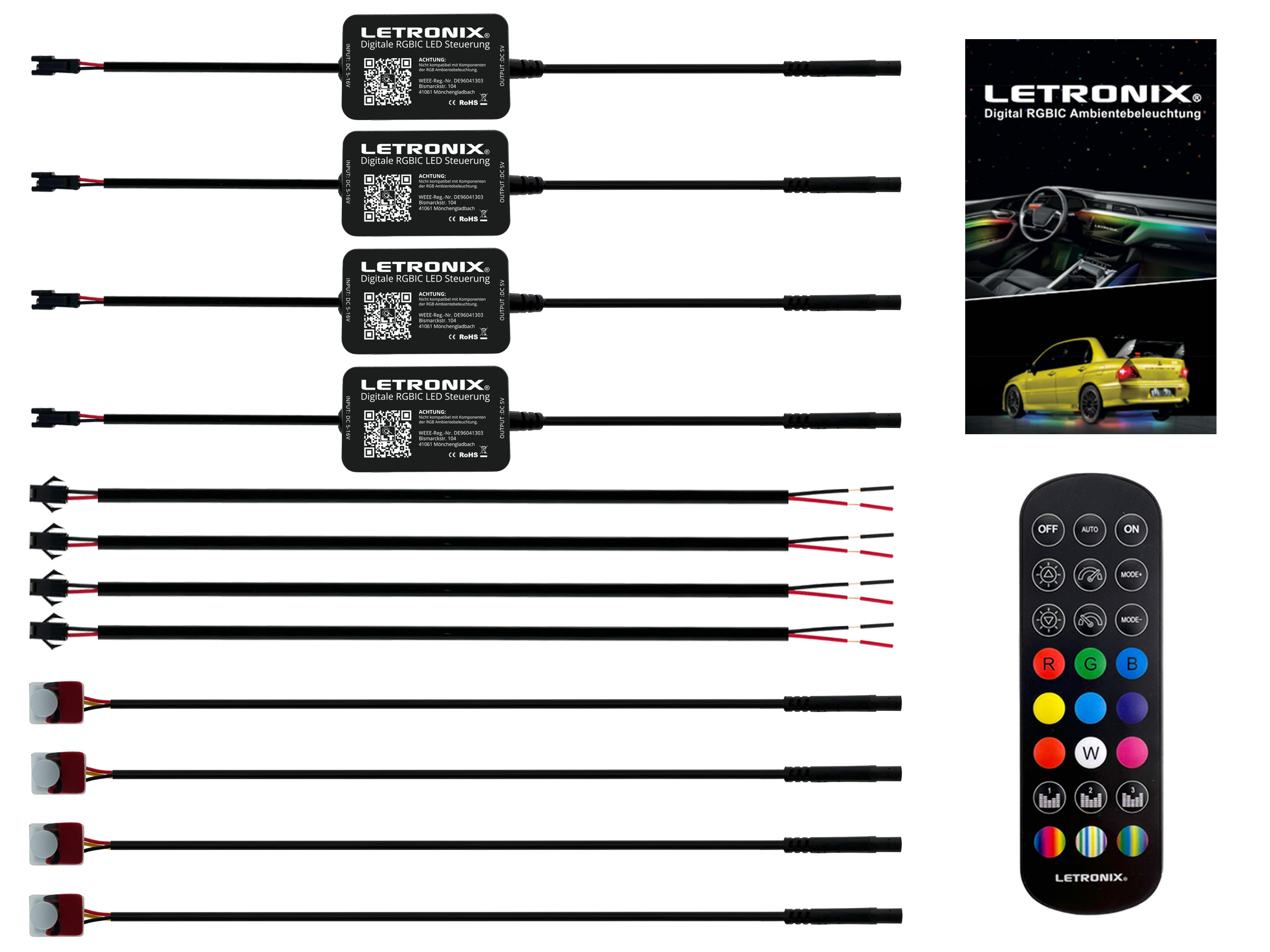 LETRONIX DC-Stecker 12V Zigarettenanzünder Adapter für LED  Ambientebeleuchtung