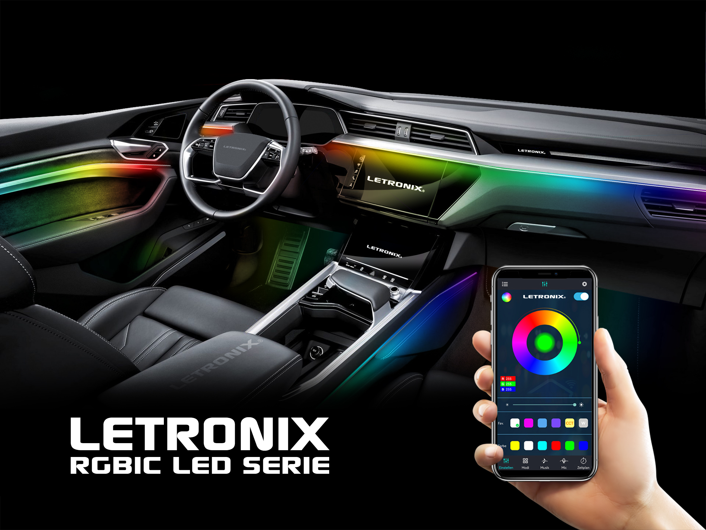 RGBIC Rainbow Türen Ambientebeleuchtung 4 LETRONIX LED für Full