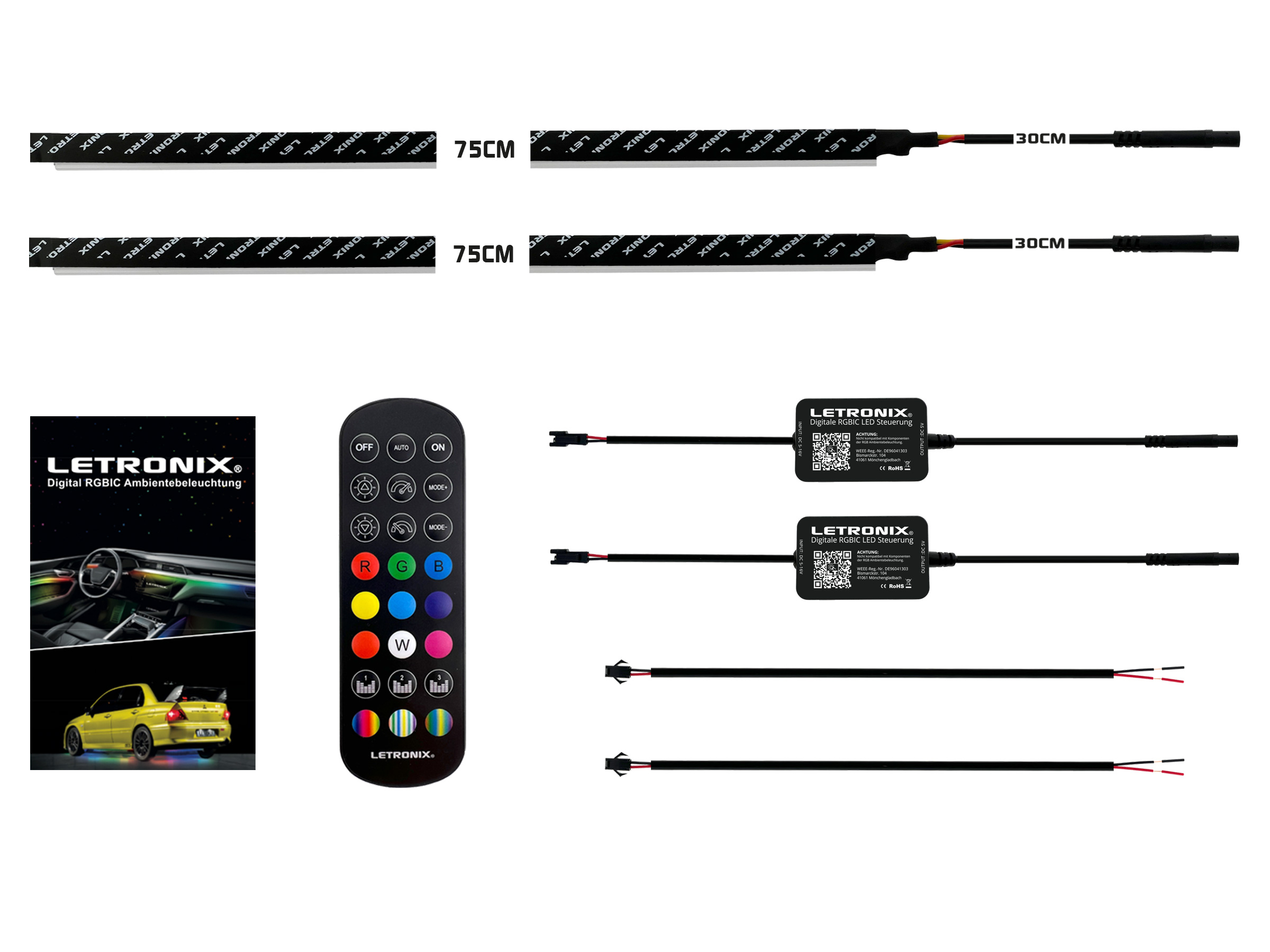 LETRONIX RGBIC Full LED Rainbow Ambientebeleuchtung für 2 Türen