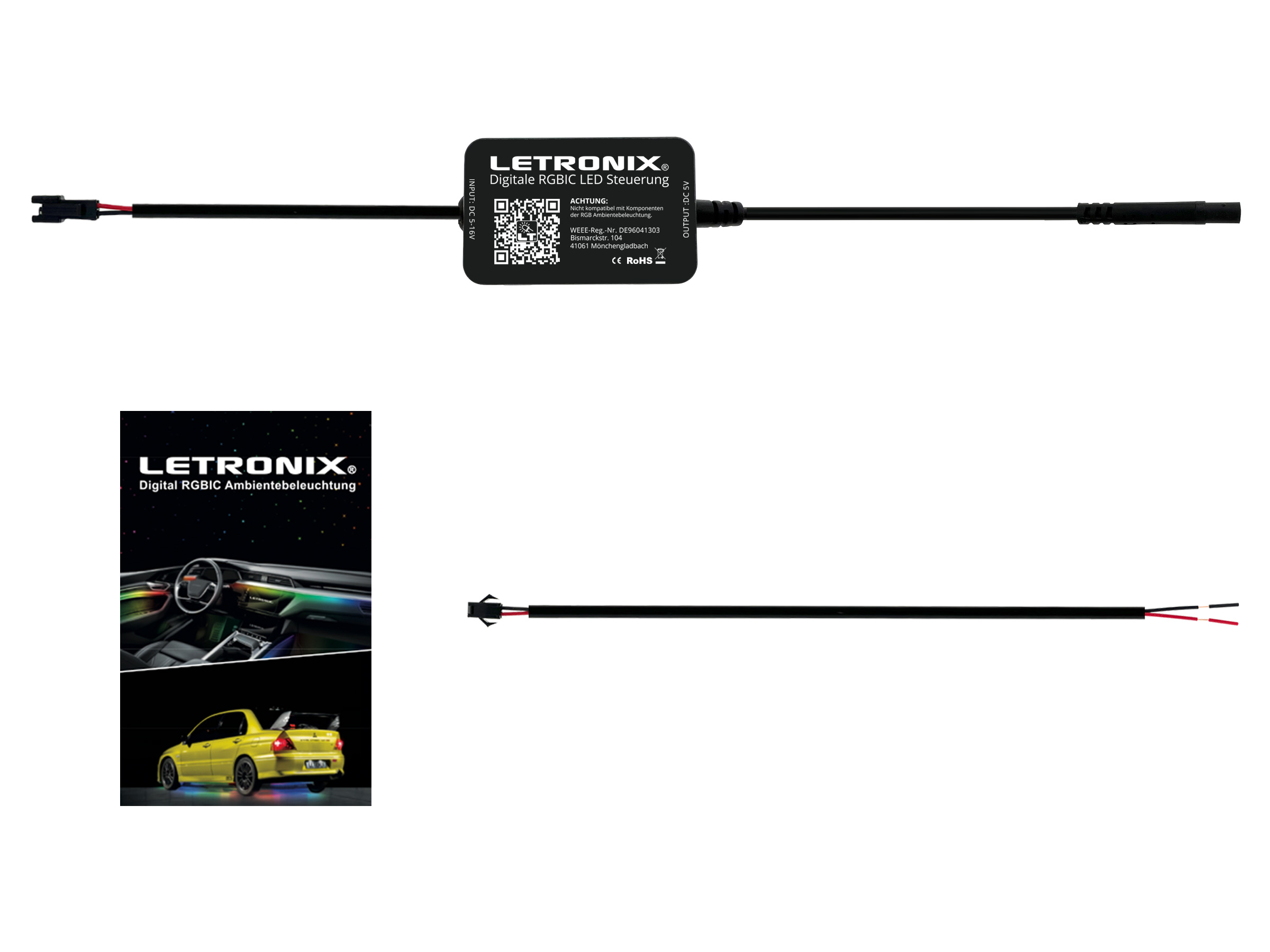 LETRONIX RGBIC Full LED Rainbow Ambientebeleuchtung für Armaturenbrett