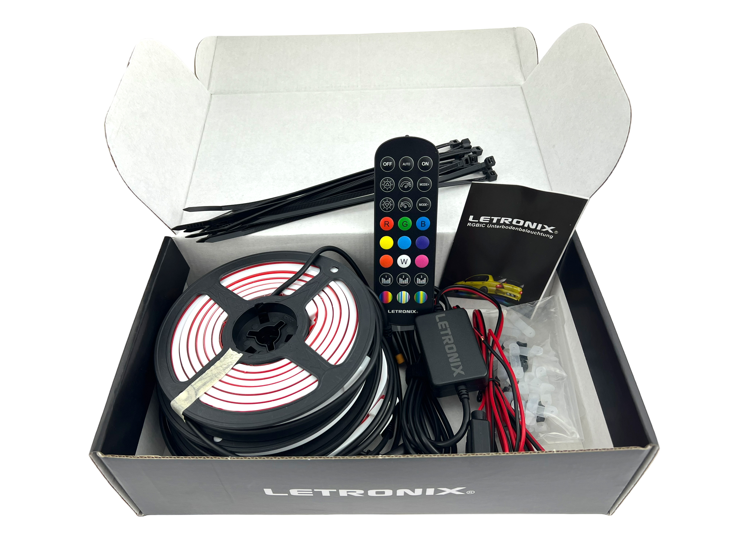 LETRONIX Rainbow RGB RGBIC LED Unterbodenbeleuchtung 2.0 (2x  50cm+150cm+50cm)