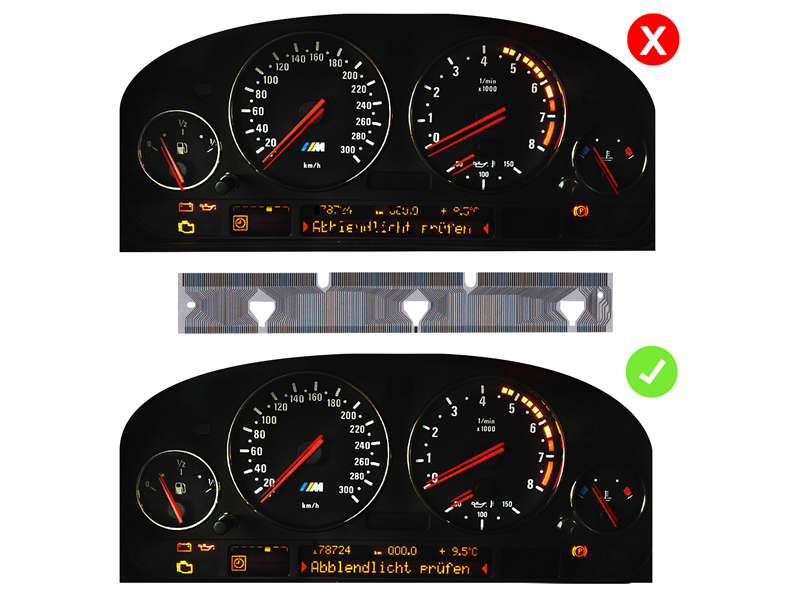 LETRONIX passend für BMW E38 E39 E53 Tacho Multifunktions Display Pixel  Reparatur Folie