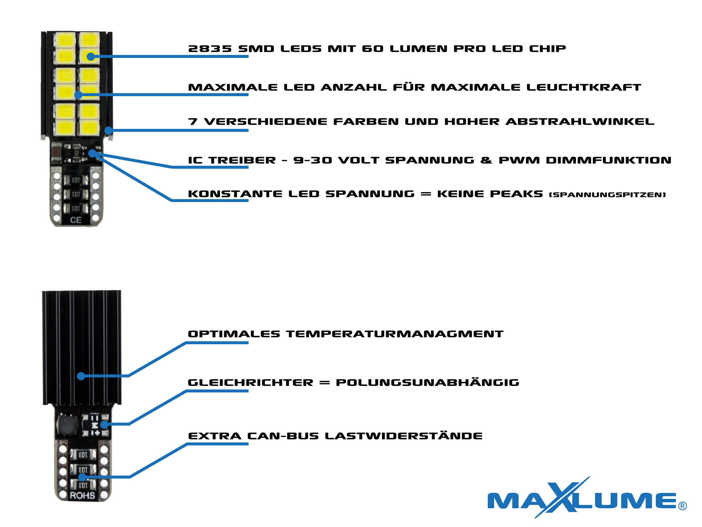 SMD LED Innenraum Beleuchtung T10 2 Stück Auto Fahrzeug