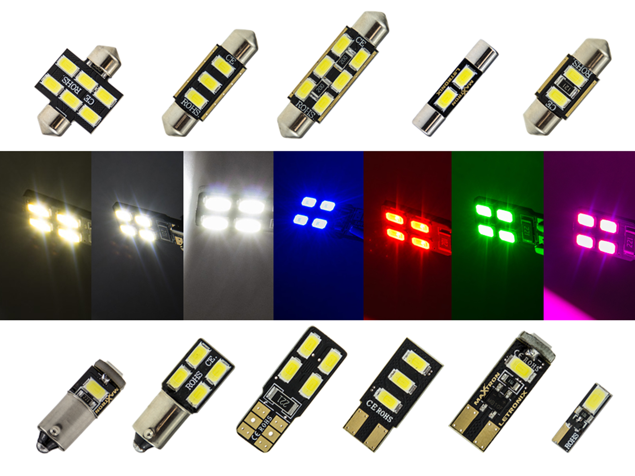 LETRONIX RGB Full LED Rainbow Fußraumbeleuchtung 2er Set 25cm RGBIC  LED-Leisten
