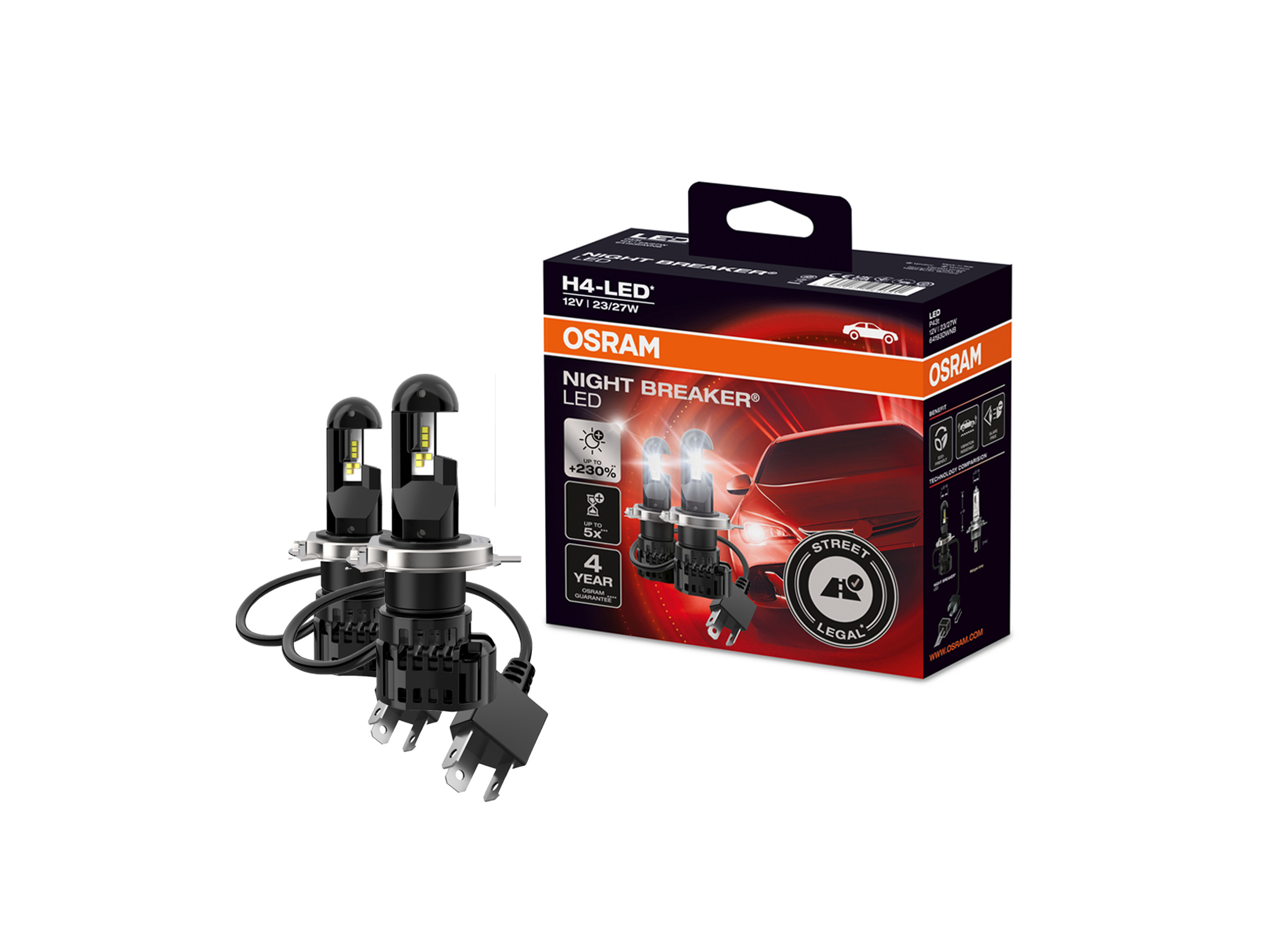 OSRAM LED H4 Night Breaker Abblendlicht + Fernlicht +230