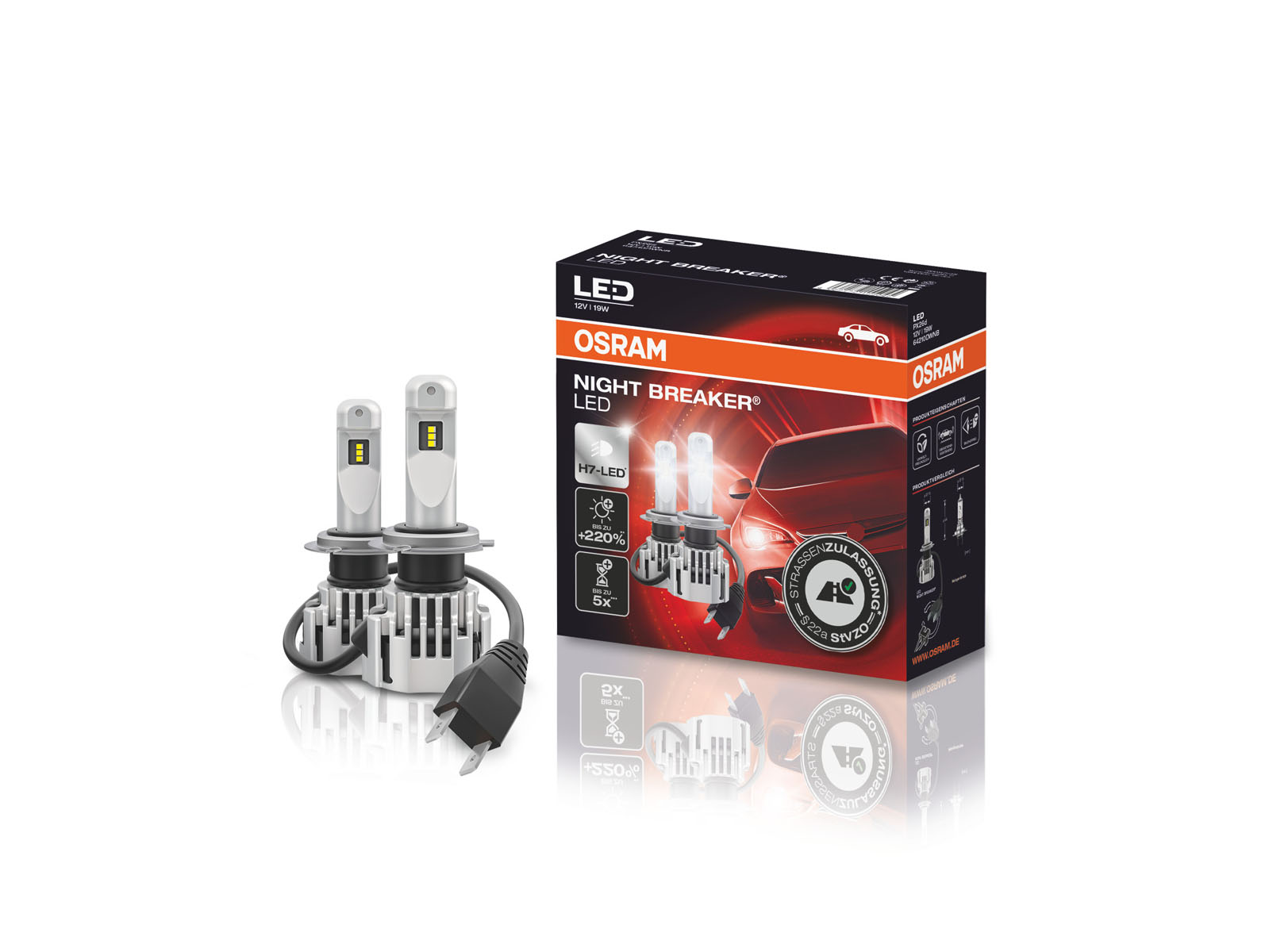 OSRAM LED H7 Night Breaker Abblendlicht +220% 12V 19W Straßenzulassung  64210DWNB