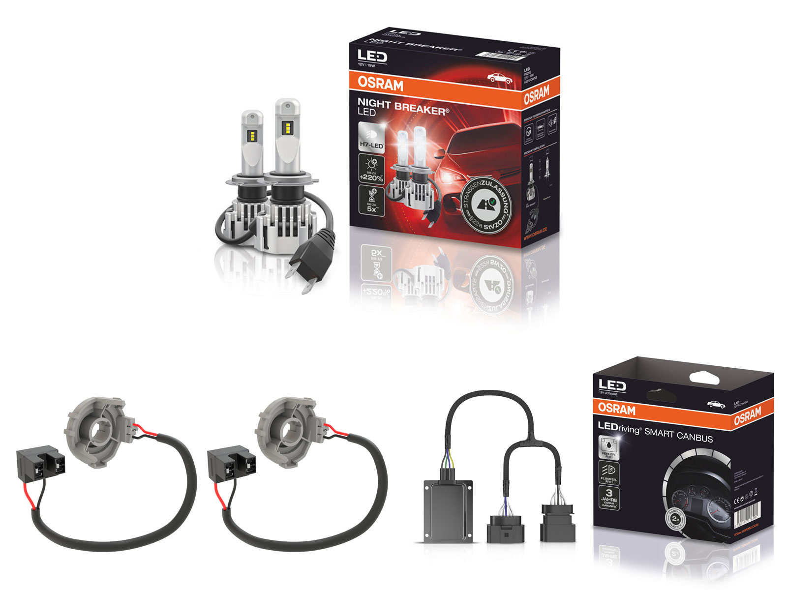 OSRAM LED Night Breaker Abblendlicht SET für VW Tiguan Typ 5N 20112016 mit Straßenzulassung