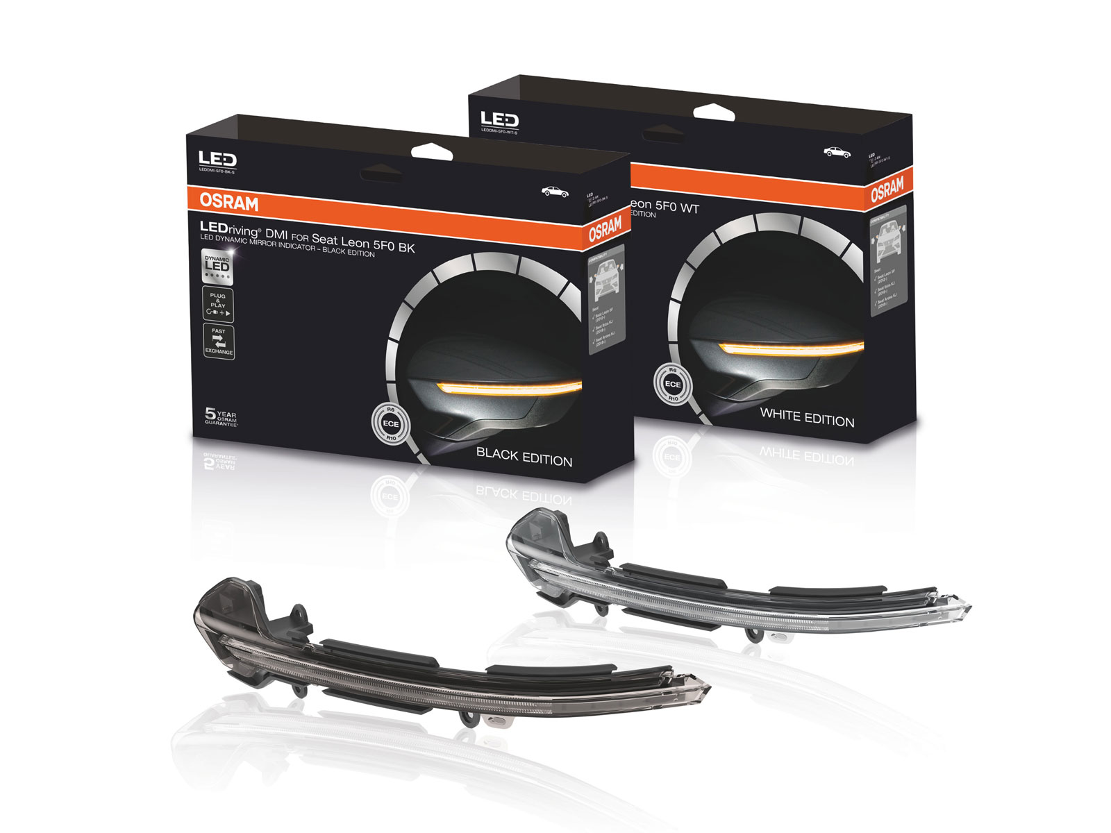 OSRAM LEDriving® Dynamische LED Spiegelblinker Seat Leon 5F + Seat Ibiza KJ  Schwarz