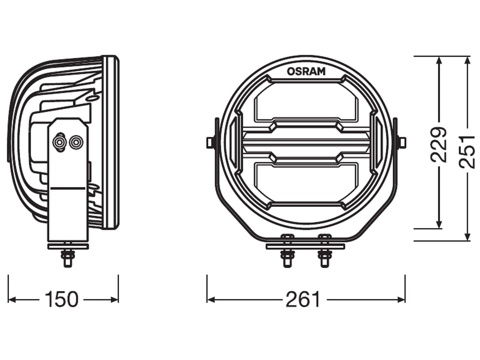 LED-Zusatzscheinwerfer Osram LEDriving® ROUND MX180-CB mit Tagfahrlicht