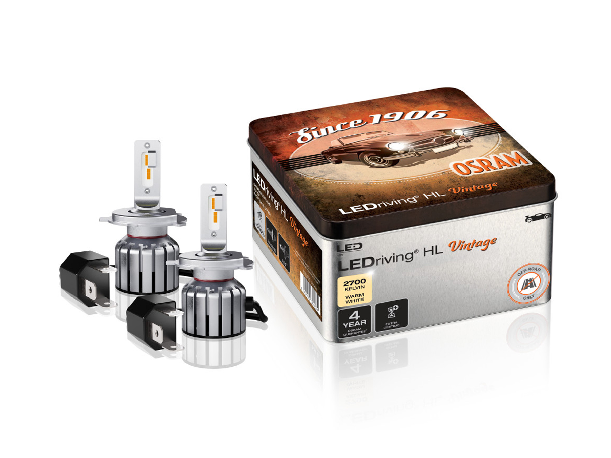 OSRAM LEDriving HL Vintage LED H4 H19 R2 12V 14W Warm-Weiß 2700K