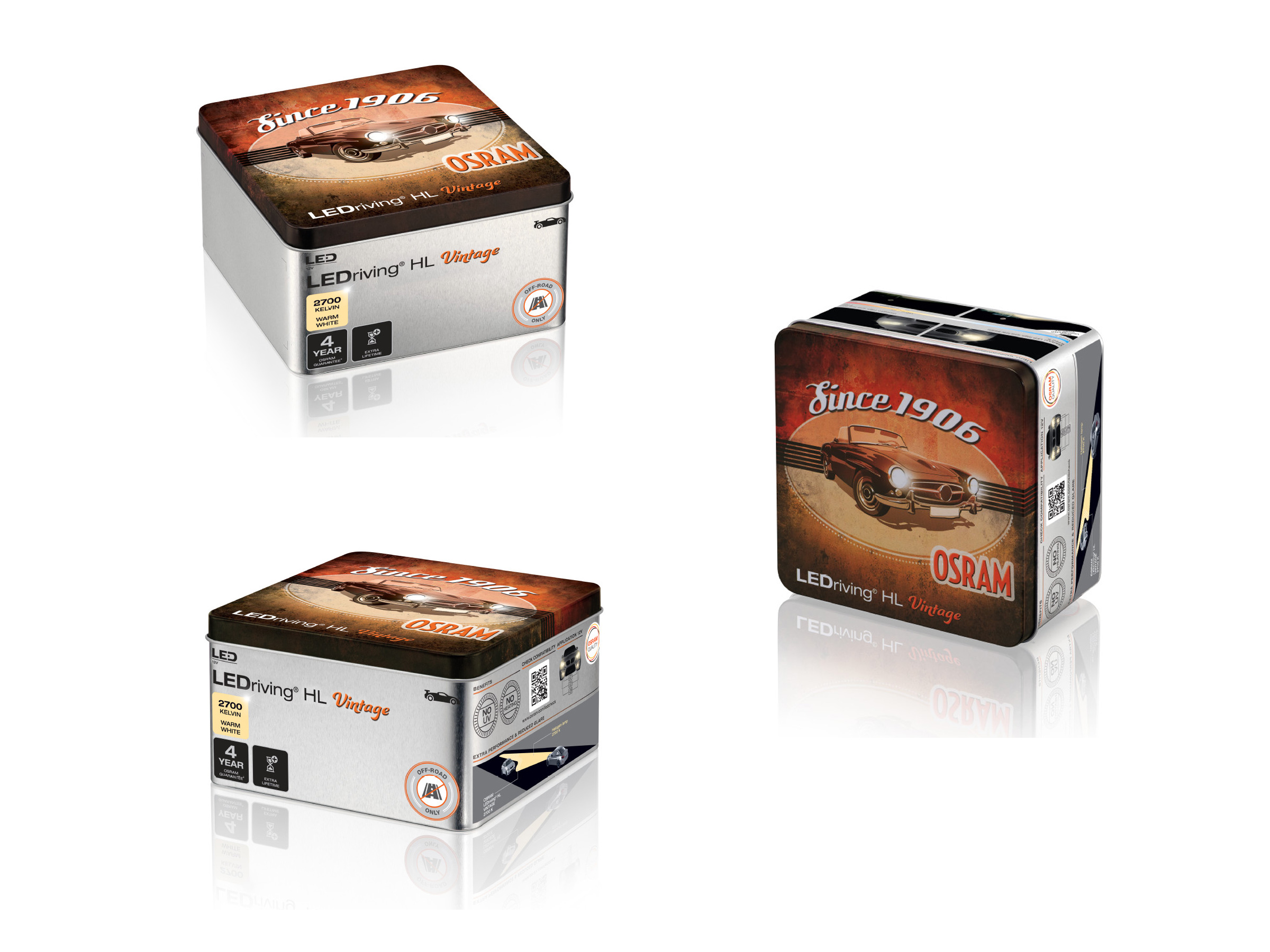OSRAM LEDriving HL Vintage LED H4 H19 R2 12V 14W Warm-Weiß 2700K