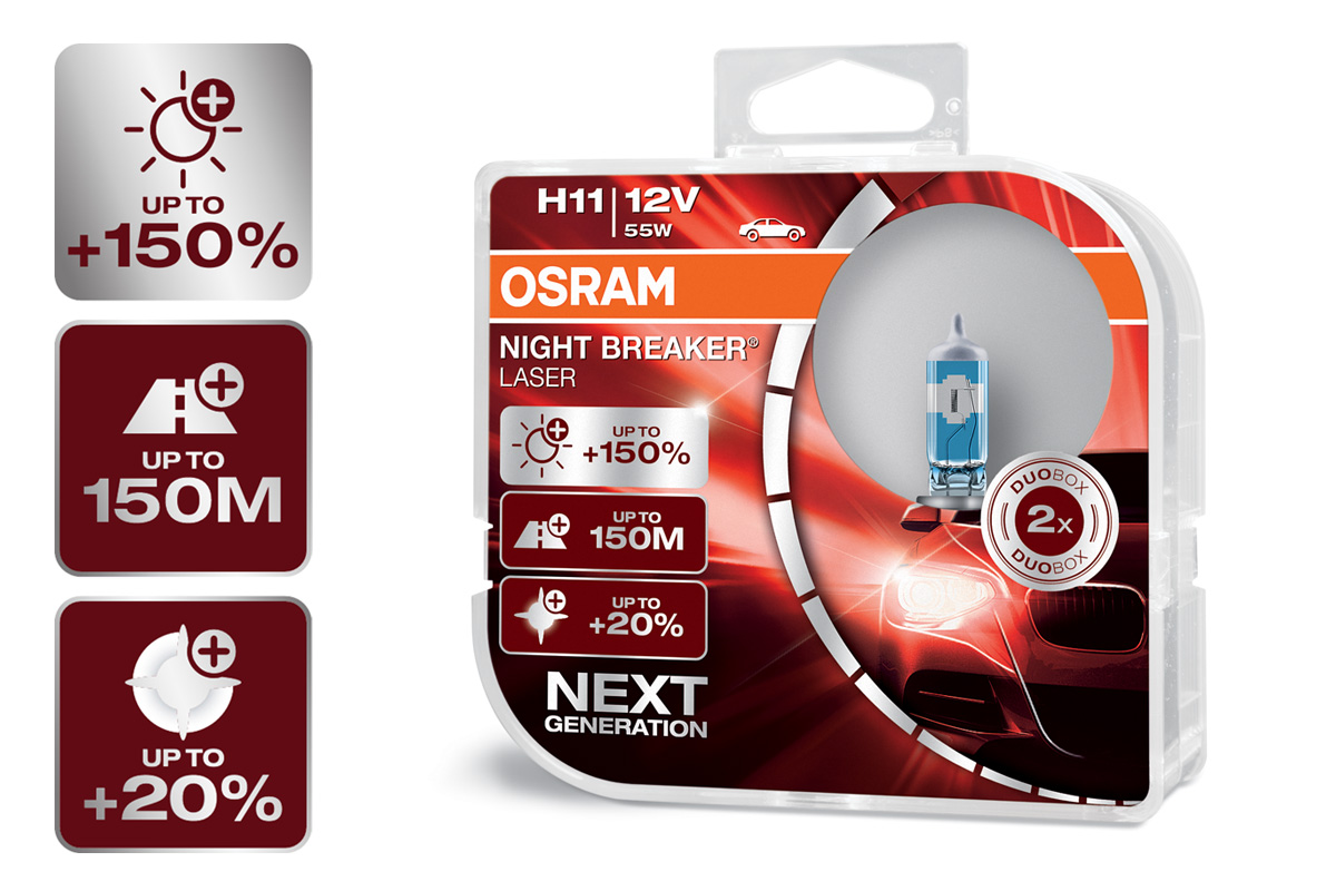 OSRAM Night Breaker LASER (Next Generation 2018) +150% H11 Lampen
