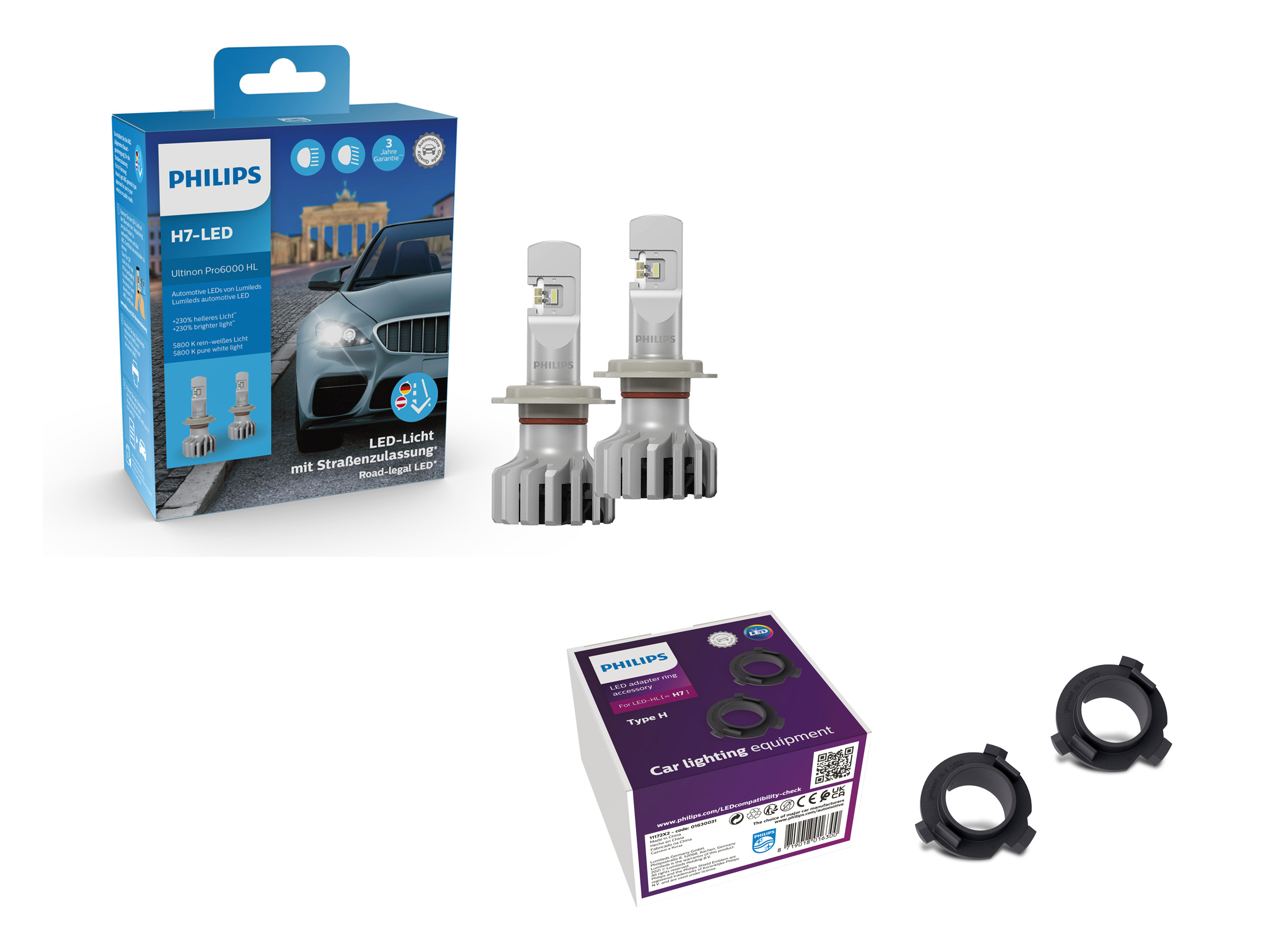 Philips LED Ultinon Pro6000 Set H7+W5W Scheinwerfer + Standlicht mit  Zulassung 