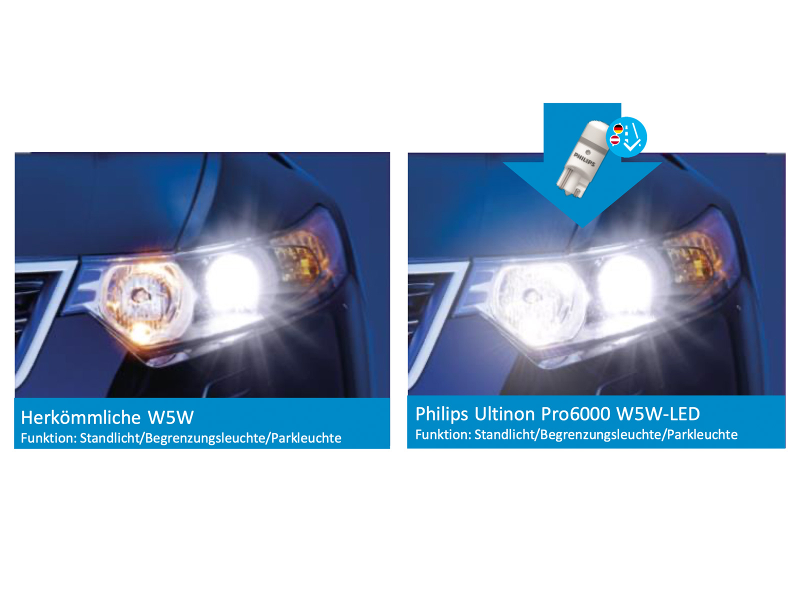 Philips Ultinon Pro6000 W5W-LED mit Straßenzulassung 6000K DuoBox