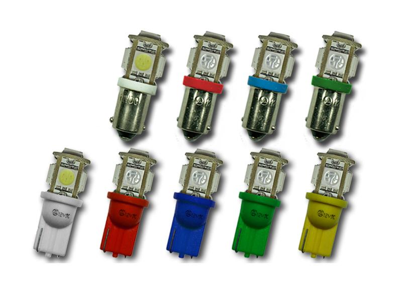 2x 5 SMD 5050 3 Chip LED Leuchtmittel 5 Farben w5w T10 oder ba9s T4W