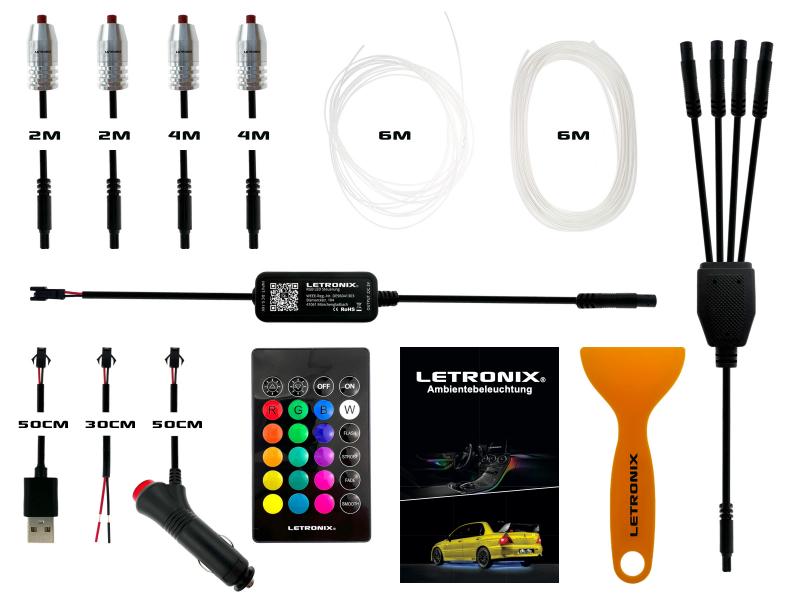 Auto Ambientebeleuchtung 5LED RGB Innenraumbeleuchtung Ambiente Licht 6m 12V DHL 