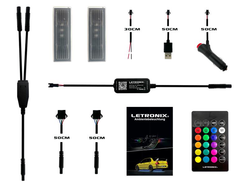 LETRONIX RGB LED Fußraumbeleuchtung Module 2er Set für BMW, Mini und Range Rover