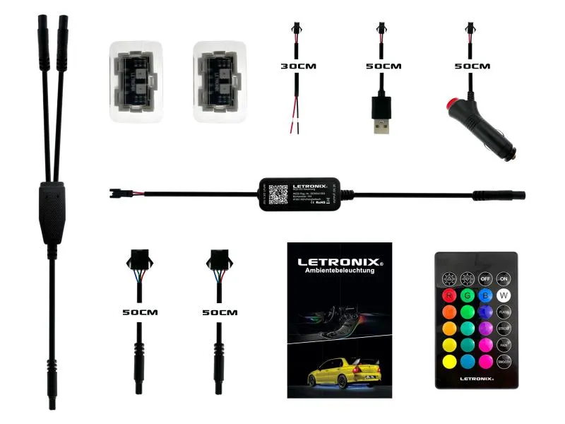 LETRONIX RGB LED Fußraumbeleuchtung V1 Module 2er Set für Audi und für Seat