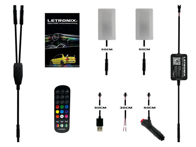 LETRONIX RGB RGBIC LED Rainbow Fußraumbeleuchtung Module 2er Set für Tesla