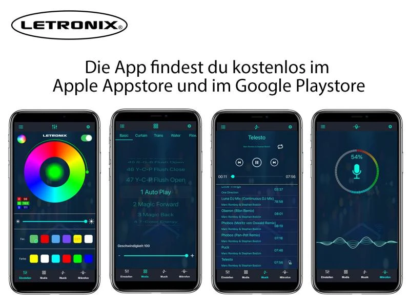 LETRONIX RGBIC Full LED Rainbow Ambientebeleuchtung für Armaturenbrett + 4 Türen