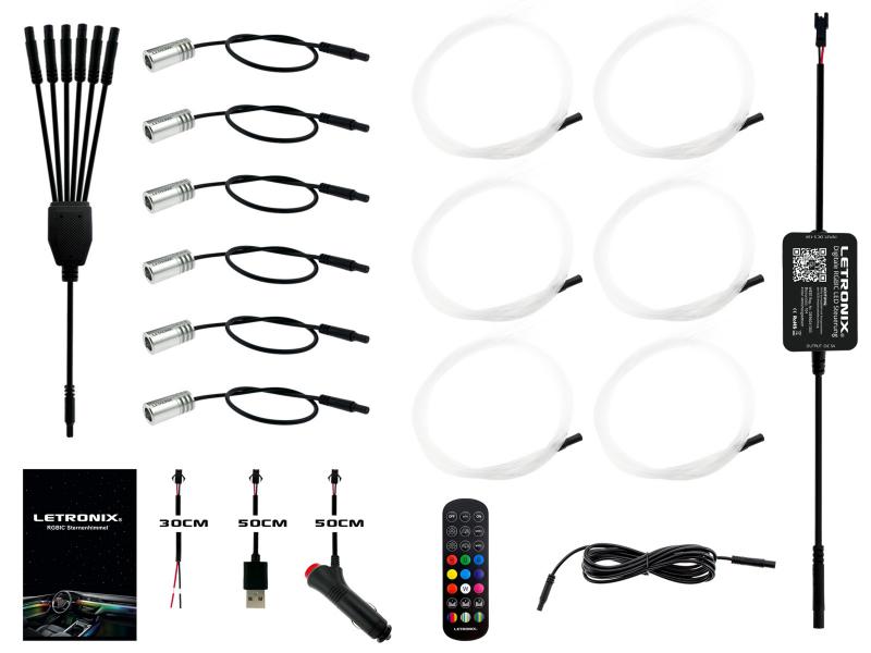 LETRONIX RGBIC Rainbow LED Sternenhimmel Funkeln 6er Set mit 330 Sternen/Fasern