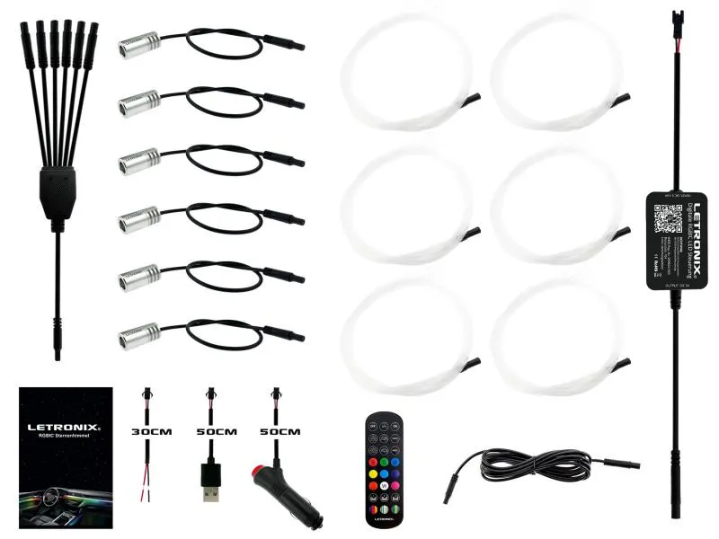 LETRONIX RGBIC Rainbow LED Sternenhimmel Funkeln 6er Set mit 330 Sternen/Fasern