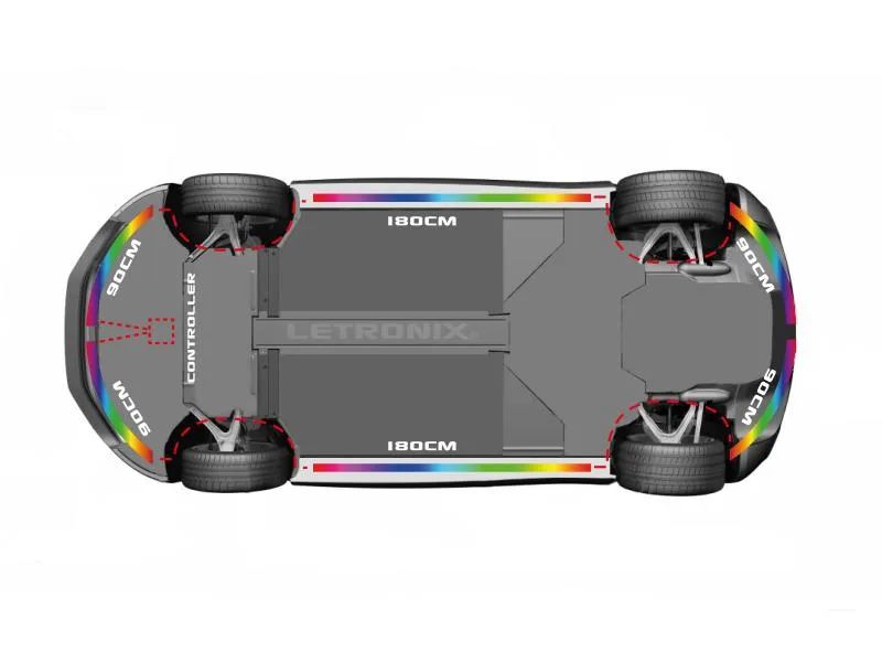 LETRONIX Rainbow RGB RGBIC LED Unterbodenbeleuchtung 2.0 (2x 90cm+180cm+90cm)