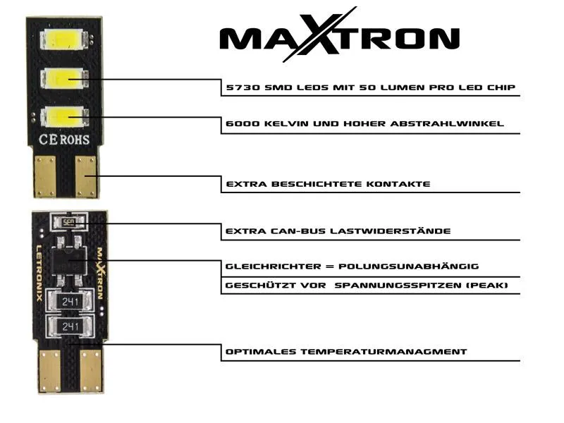 MaXtron® 6x SMD 5730 CAN-​Bus LED Soffitte 44mm 300LM US-Version Rigid-Loop